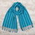100% baby alpaca scarf, 'Cerulean Stripes' - Handloomed Blue Striped Scarf (image 2) thumbail