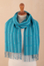 100% baby alpaca scarf, 'Cerulean Stripes' - Handloomed Blue Striped Scarf (image 2b) thumbail
