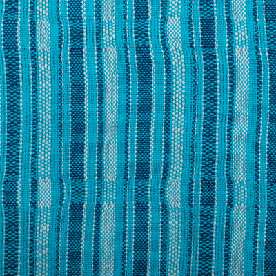 100% baby alpaca scarf, 'Cerulean Stripes' - Handloomed Blue Striped Scarf