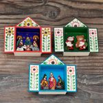 Wood and ceramic mini retablos, 'Holiday Traditions' - Mini Holiday-Themed Retablos