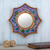 Reverse-painted glass wall accent mirror, 'Birds of Peru in Purple' - Small Wall Accent Mirror (image 2) thumbail