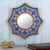 Reverse-painted glass wall accent mirror, 'Colonial Crown in Sky Blue' - Light Blue Accent Mirror from Peru (image 2) thumbail