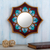 Reverse-painted glass wall accent mirror, 'Colonial Crown in Maroon' - Maroon Hand Painted Glass Mirror (image 2) thumbail