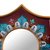 Reverse-painted glass wall accent mirror, 'Colonial Crown in Maroon' - Maroon Hand Painted Glass Mirror (image 2b) thumbail