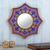 Reverse-painted glass wall accent mirror, 'Colonial Crown in Purple' - Purple Reverse Painted Glass Mirror thumbail