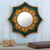 Reverse-painted glass wall accent mirror, 'Colonial Crown in Teal' - Gold Accented Wall Accent Mirror (image 2) thumbail