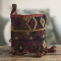 Alpaca blend shoulder bag, 'Cusco Dove' - Brown-Purple Textured Handwoven Alpaca Blend Shoulder Bag