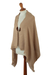 Suede trim 100% baby short cape, 'Quiet Day' - Beige Baby Alpaca Short Cape with Suede Trim from Peru (image 2b) thumbail