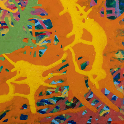 'Ocultando el vacío' - Pintura acrílica abstracta colorida