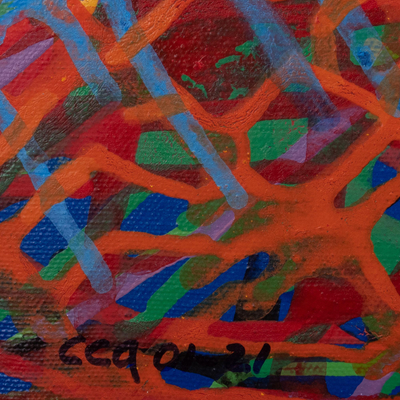 'Ocultando el vacío' - Pintura acrílica abstracta colorida