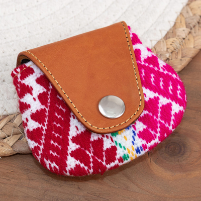 Leather and alpaca blend coin purse, Cusco Beauty