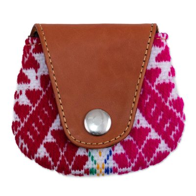 Leather and alpaca blend coin purse, 'Cusco Beauty' - Alpaca Blend Coin Purse with Leather