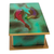Reverse-painted glass decorative box, 'Ocean Harmony in Green' - Hand Painted Glass and Wood Decorative Box (image 2c) thumbail