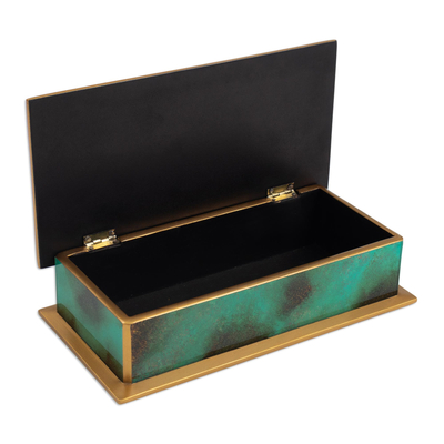 Dekorative Box aus rückseitig lackiertem Glas - Handbemalte dekorative Box aus Glas und Holz