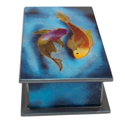 Caja decorativa de cristal pintado al revés - Caja Decorativa Artesanal de Madera y Cristal