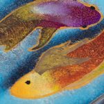 Reverse-painted glass decorative box, 'Ocean Harmony in Blue' - Artisan Crafted Wood and Glass Decorative Box