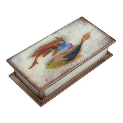 Fish Themed Reverse-Painted Glass Box