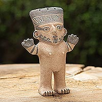 Ceramic figurine, 'Chancay Cuchimilco Woman' - Peru Chancay Woman Cuchimilco Clay Figurine