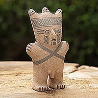 Figura de cerámica, 'Chancay Cuchimilco Man' - Perú Chancay Man Cuchimilco Clay Figurilla
