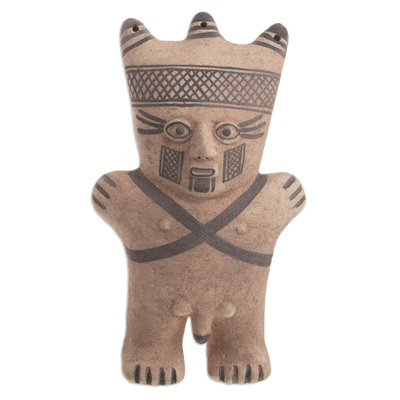 Ceramic figurine, 'Chancay Cuchimilco Man' - Peru Chancay Man Cuchimilco Clay Figurine