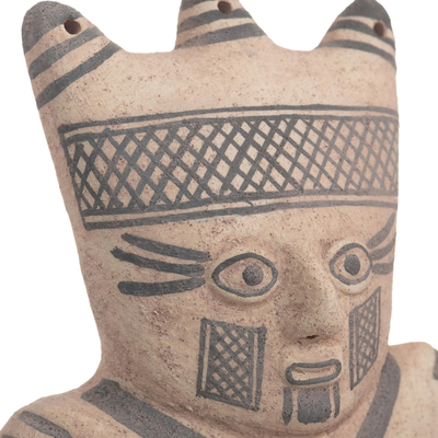 Ceramic figurine, 'Chancay Cuchimilco Man' - Peru Chancay Man Cuchimilco Clay Figurine