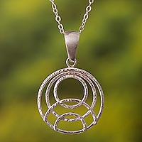 Sterling silver pendant necklace, 'Sunrise Reflection' - Artisan Crafted Pendant Necklace