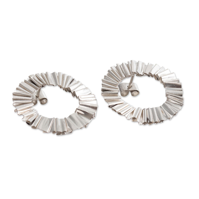 Sterling silver circle earrings, 'Modern Halo' - Modern Sterling Silver Circle Earrings from Peru