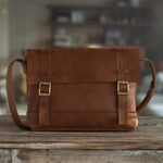 Leather messenger bag, 'Grand Tour' - Artisan Crafted Leather Messenger Bag