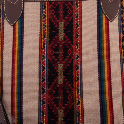Leather and wool shoulder bag, 'Inca Legend' - Wool and Leather Shoulder Bag