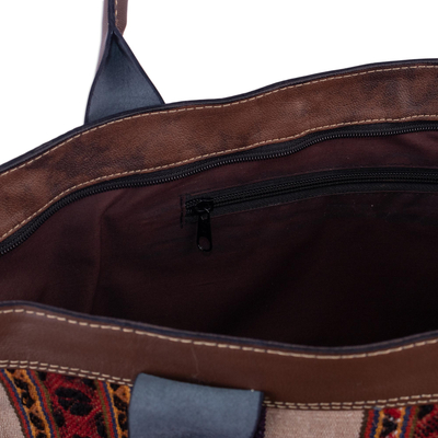 Leather and wool shoulder bag, 'Inca Legend' - Wool and Leather Shoulder Bag