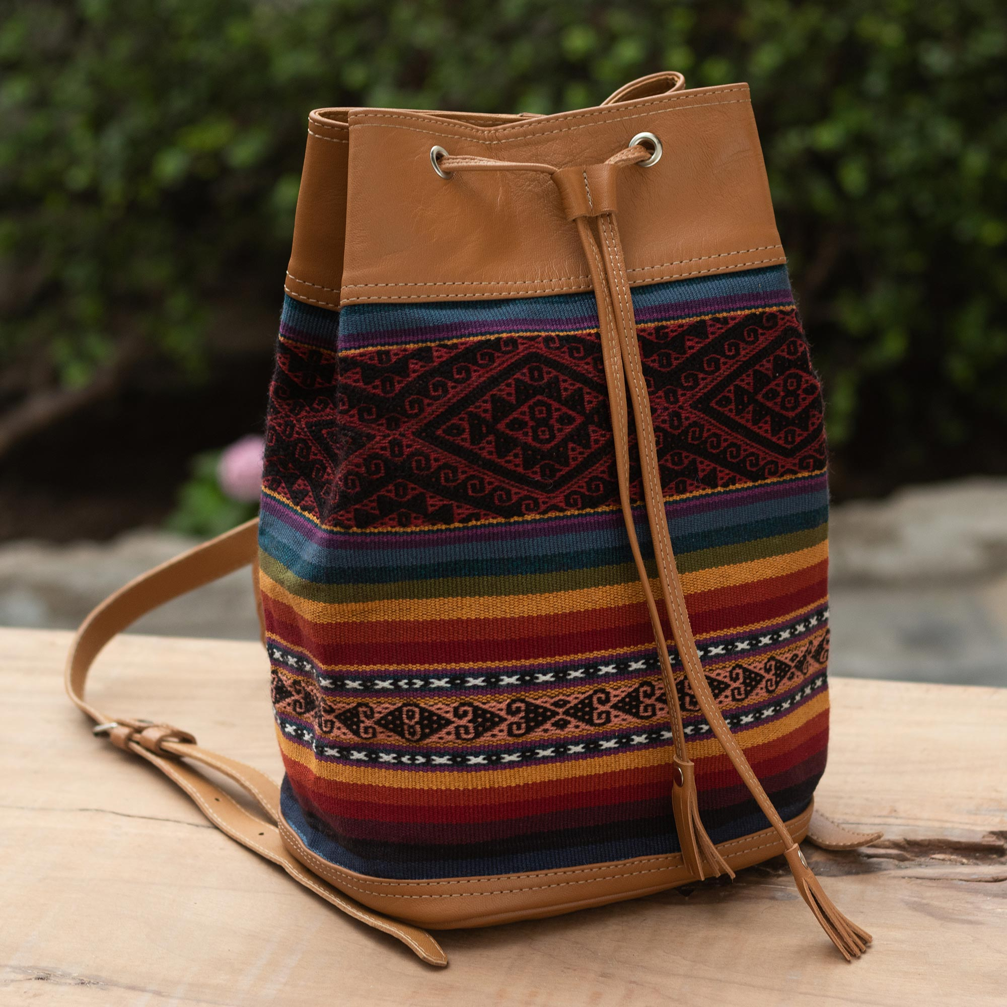Original Straight From Peru Peruvian Bohemian Artisanal Large Backpack 