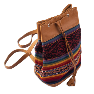 Wool and Leather Backpack from Peru