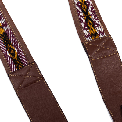 Leather and wool camera strap, 'Brown Adventure' - Artisan Crafted Peruvian Leather and Wool Camera Strap