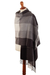 100% alpaca shawl, 'Gray Squared' - Super Soft Grey Plaid Alpaca Wool Patterned Scarf (image 2b) thumbail