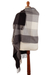 100% alpaca shawl, 'Gray Squared' - Super Soft Grey Plaid Alpaca Wool Patterned Scarf (image 2c) thumbail