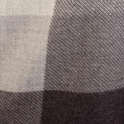 chal 100% alpaca - Bufanda estampada de lana de alpaca a cuadros gris súper suave