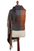100% alpaca shawl, 'Autumn Squared' - Super Soft Brown-Orange Plaid Alpaca Wool Patterned Scarf