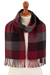 100% baby alpaca scarf, 'Red Squared' - Very Soft Red and Black Plaid Alpaca Wool  Scarf (image 2a) thumbail