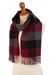 100% baby alpaca scarf, 'Red Squared' - Very Soft Red and Black Plaid Alpaca Wool  Scarf (image 2b) thumbail
