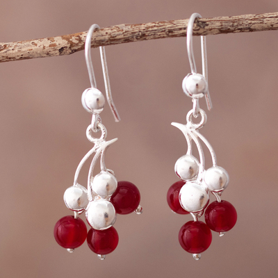 Agate dangle earrings, Crimson Cascade