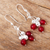 Agate dangle earrings, 'Crimson Cascade' - Red Agate Earrings (image 2b) thumbail