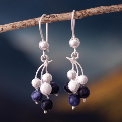 Sodalite dangle earrings, Indigo Cascade