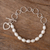 Cultured pearl and sterling silver link bracelet, 'Love United' - Sterling and Cultured Pearl Bracelet thumbail