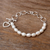 Cultured pearl and sterling silver link bracelet, 'Love United' - Sterling and Cultured Pearl Bracelet (image 2b) thumbail