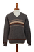 100% alpaca men's sweater, 'Andes Grey' - 100% Alpaca Dark Grey Men's Pullover Sweater from Peru thumbail