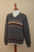 100% alpaca men's sweater, 'Andes Grey' - 100% Alpaca Dark Grey Men's Pullover Sweater from Peru (image 2d) thumbail