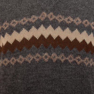 100% alpaca men's sweater, 'Andes Grey' - 100% Alpaca Dark Grey Men's Pullover Sweater from Peru