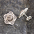Tourmalinated quartz filigree button earrings, 'Flowers of Spain' - Floral Tourmalinated Quartz Earrings (image 2b) thumbail