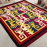 Wool area rug, 'Spirit of Pachamama' (6x8) - Multicolored Wool Area Rug (6x8)