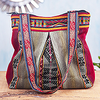 Alpaca wool blend shoulder bag, 'Pisac Magenta' - Handloomed Alpaca Blend Shoulder Bag